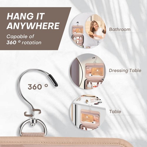 Toiletry Bag with Hanging Hook Portable Makeup Cosmetic Bags Space-efficient ... - Picture 3 of 6