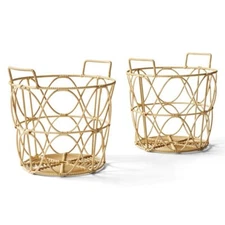 Better Homes & Gardens Poly Rattan Storage Basket Set with Handles, 2-Piece