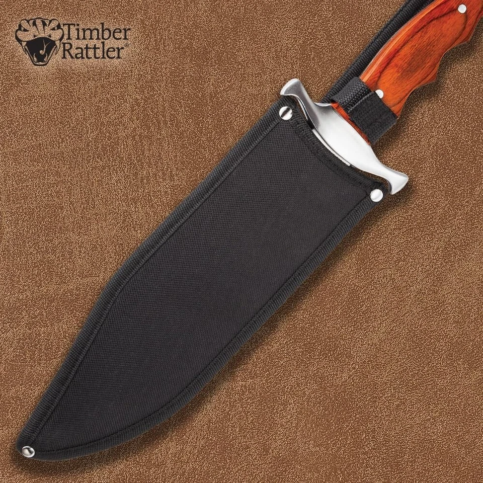 Cuchillo Bowie Timber Rattler Sinful Spiked con funda | Parte posterior con púas | 15" en general Foto 3 de 4