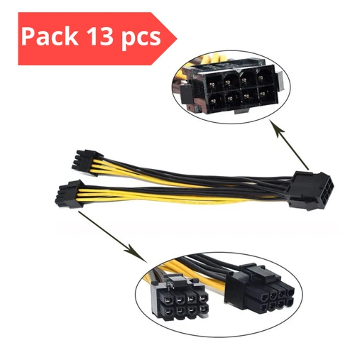Lot de 13 Câble PCI Express 8 Broches vers 2 x PCIe 8 (6+2) Broches Alimentation