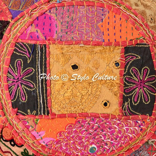 Cojín de piso de retazos vintage reposapiés multicolor de 18 pulgadas cojín d... - Imagen 3 de 5