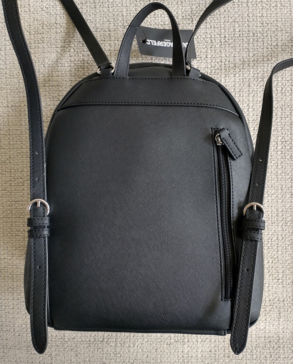 NWT Karl Lagerfeld Black Backpack with Pink Heart Accent - Cute Classy & Sassy ? Karl Lagerfeld Fancy Mini Backpack Cat Heart Black NWT | eBay main image 2