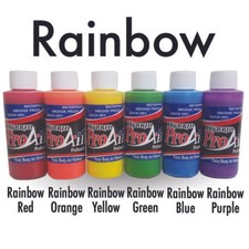 Rainbow Face Body Paint UV Reactive Airbrush ProAiir 1oz 6 Colors Clearance