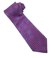 City Of London Pink Purple Geometric 100 Silk Men  s Neck Tie 57"x3.75" Made USA