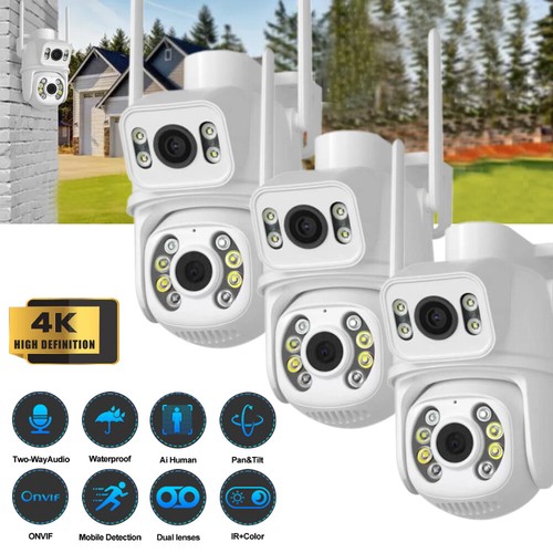 4K Wifi Security Camera Dual Lens Outdoor PTZ IP Night Vision Cam Auto Tracking - Afbeelding 1 van 23