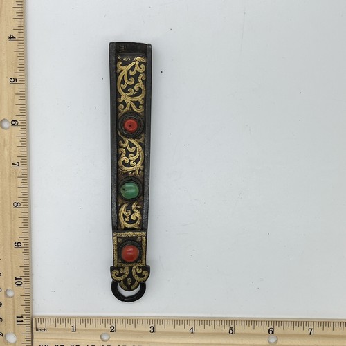 16th Century Antique Gilted Iron Ethnic Tibetan Coral Jewelry Ornament Artifact - Picture 2 of 11