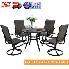 5-Piece Patio Dining Set Swivel Dining Chairs Outdoor Furniture Set Round Table