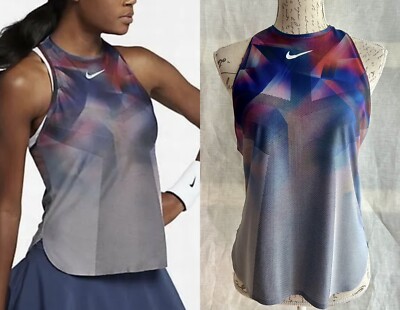 Nike Women’s Court Dry Slam Tank Top Metallic/Platinum/Multi 854824-041  Size M UK