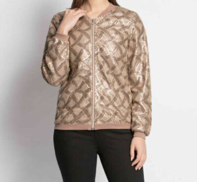 Alfredo Pauly Designer Blouson Jacke mit Pailletten 36 taupe