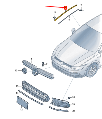 New VW GOLF CD MK8 Left Windshield Water Deflector Strip