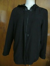 Larry Levine Juniors Black Lined Spring Hooded Coat Jacket Large