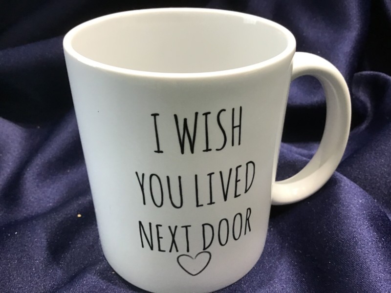 I WISH YOU LIVED NEXT DOOR ❤️🏠 STONEWARE MUG  best friend / moving gift NEW! 🏠