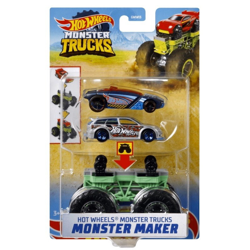 Hot Wheels Vehículo Coche Monster Trucks Monster Maker GWW13 Gris Azul