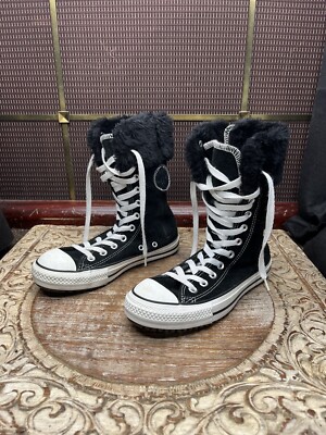 Converse All Stars Suede Faux Fur High Top Sneaker Chuck Taylor Women’s  Size