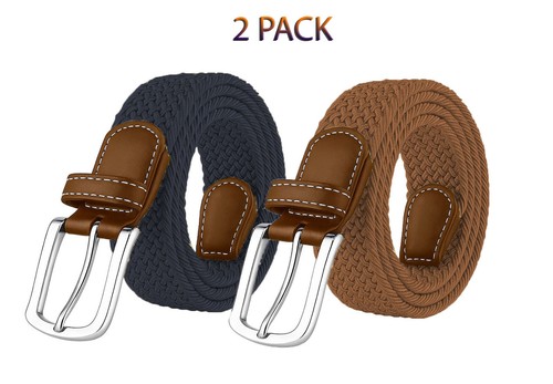 Iqoneq Mens & Womens Braided Elasticated Stretch Belt Woven Regular Smart Belt - 第 13/14 張圖片