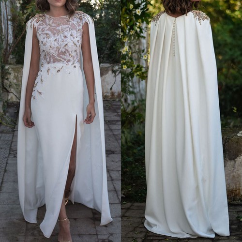 Brautkleid Hochzeitskleid Column Futteral Spitze Aufkleber Der Mantel - Bild 2 von 17