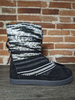 TOMS - Suede And Textile Mix Nepal Boots - Black Mix - Size 8.5-