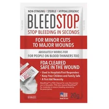 BleedStop 20g Packet First Aid Stop Bleeding Seconds Emergency Home Trauma Kit