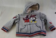 Disney Baby Mickey Mouse Gray Hoodie w/ Fleece Lining - Size 9 months - Zip Up
