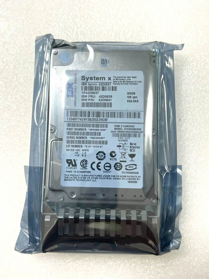 IBM 6Gb SAS FRU 42D0638 300GB service harddisk 300G SAS 10K 2.5 - Image 2 of 3