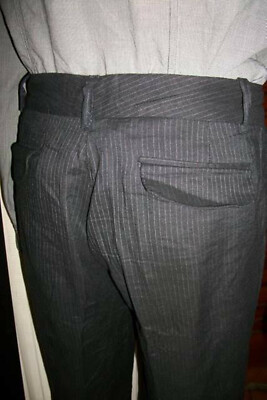 Pantalon Fluide En Lin Noir Rayé Comptoir Des Cotonniers - Taille 42 - Occasion Très Bon état