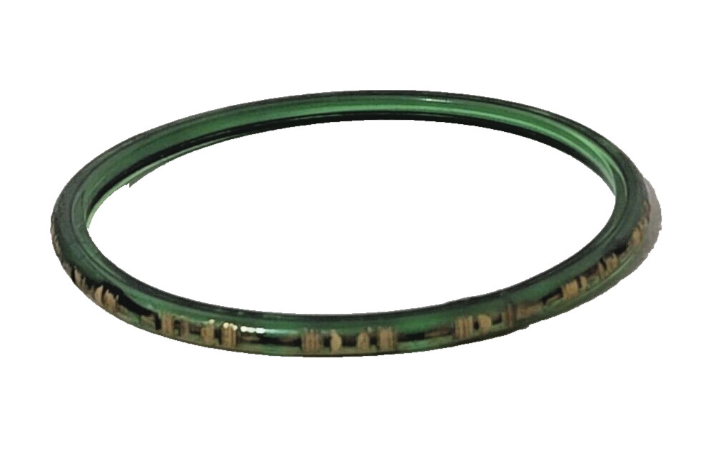 Translucent Green Lucite Thin Bangle Bracelet Wit… - image 6