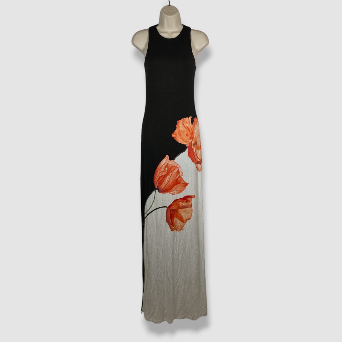 Alice + Olivia Women's Black Floral Racerback Sleeveless Pania Dress Size 4