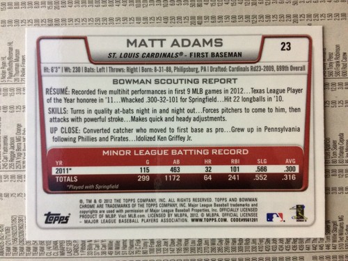2012 Bowman Topps Baseball Cards - Picture 29 of 173