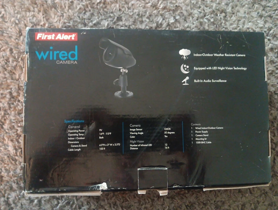 First Alert Day/Night Wired Security Camera Model P-520 Indoor/Outdoor Audio/Vid - Image 2 of 3