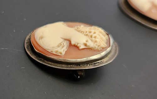 Antico Ciondolo Cammeo Argento 800 Sterling, Spilla, Set Orecchini - Foto 6 di 10