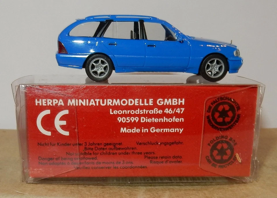 Micro Herpa Ho 1/87 Mercedes-Benz C180T '97 Blu Chiaro #022392 In Scatola - Immagine 3 di 4