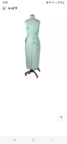 Mac Duggal 93592 gestreift mit Blumenmuster verziert ärmelloses Midi-Kleid Meeresschaum Größe 8 - Bild 5 von 7