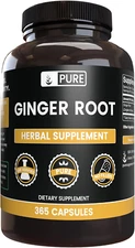 Ginger Root (365 Capsules) No Magnesium or Rice Fillers, Always Pure, Lab Verifi