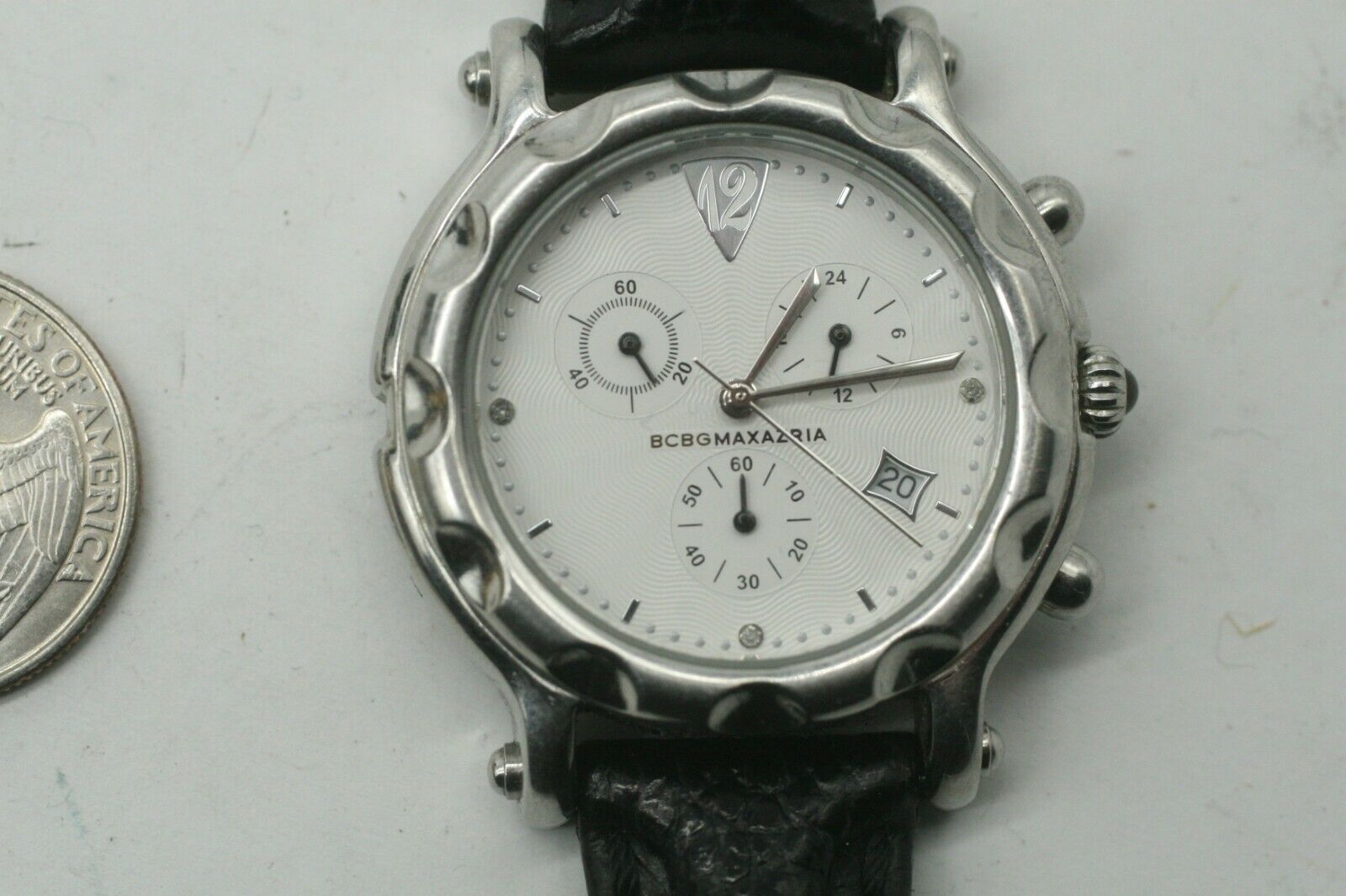 BCBGMAXAZRIA BG6043 Diamonds Quartz Analog Chronograph, Date, 3 ATM Ladies Watch