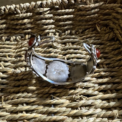 Navajo Ken Mcneilley Cuff Bracelet Carnelian Sterling Silver Native American 7" - Picture 7 of 8