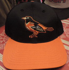VINTAGE SNAPBACK TRUCKERS HAT ORIOLES BASEBALL ORANGE  BLACK