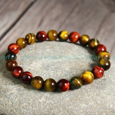 Natural Crystal Gemstone Tiger Eye 8mm Beads Healing Women Men Bracelet Gift