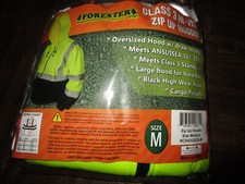 Forester Hi Vis Hooded Sweatshirt Class 3 Safety Hoodie Zip Front Road Work Med