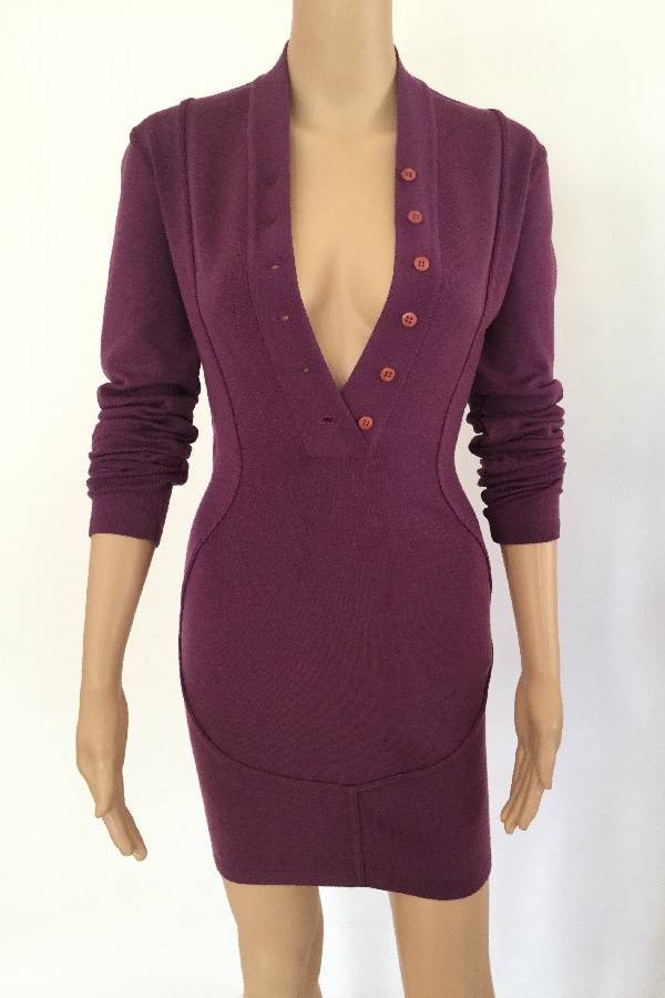 NWT ALAIA VINTAGE PLUNGING NECKLINE DRESS SZ SMALL