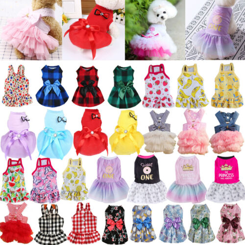 ❀Pet Clothes Summer Small Dog Cat Dress Cute Princess Chihuahua Puppy Skirt US*  - Afbeelding 1 van 46