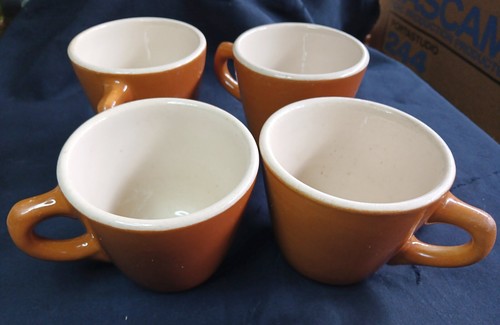 VINTAGE 4PC LOT COFFEE CUPS SYRACUSE ADOBE WARE RESTAURANT WARE 1944 1946 - Picture 2 of 5