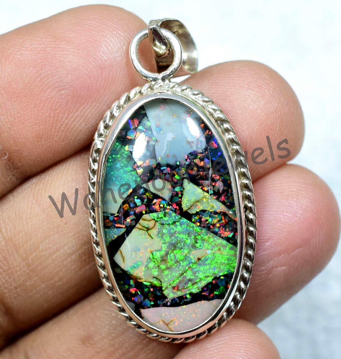 Rare Ct Monarch n Black Fire Opal 925 Sterling Silver