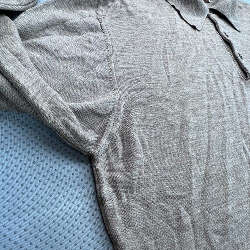 Pull polo homme Johnston & Murphy XL marron manches longues laine mérinos fabriqué en Italie - Photo 9/17