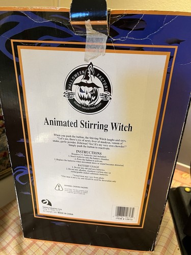 Works Vtg Gemmy 1995 Animated Stirring Animated Talking Witch Halloween Factory - Picture 9 of 15