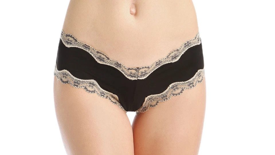 Pantalones cortos de microfibra de encaje para mujer Honeydew Intimates negros talla S 6188 Foto 2 de 2