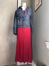 Vintage Starina 90s Women’s S/m Dress Burgundy Back TideEmbroidered  Boho Maxi