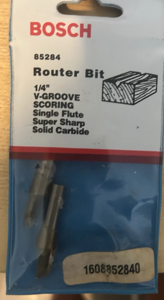 2 BOSCH Router Bit 1/4” V-Groove Scoring Single Flute Super Sharp Solid Carbide - Image 2 of 3