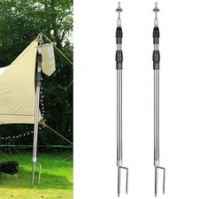 2xTent Poles Telescopic Awning Canopy Tarp Pole Support Rod Camping Tarp Poles