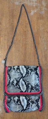Stella McCartney Falabella Crossbody Shoulder Bag Chain Python Snake Hot Pink 