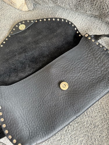 Borsa a tracolla vintage Harley Davidson in pelle con borchie barra e scudo in borsa nera - Foto 11 di 16